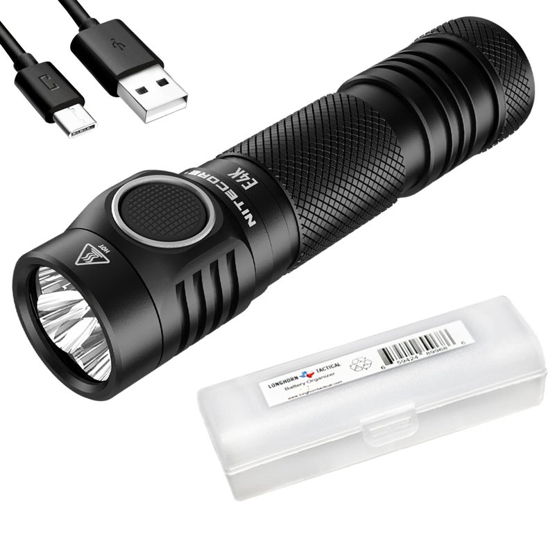 NITECORE مصباح يدوي قابل لإعادة الشحن Nitecore E4K بقوة 4400 لومن مع منظم LumenTac - Image 1